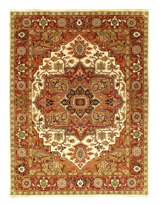 Beige Fine Hand-Knotted Serapi Design 9' X 12': Beige Fine Hand-Knotted Serapi Design 9' X 12' - New, Serapi, Hand-Knotted, Lamb's Wool, 300 -D11184- 862.This item is part of our fine auction collection which includes many fine home accessories inc
