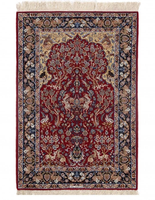 Fine Hand Knotted Persian silk & wool Isfahan 3'6'' X 5'7'' (1 of 4)