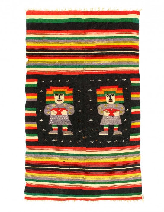 Fine Antique Mexican Flat wave rug 4'X 6'2": Fine Antique Mexican Flat wave rug 4'X 6'2" - circa 1940, Flat Weave, Hand-Woven, Lamb's Wool, 300 -20309- 862.This item is part of our fine auction collection which includes many fine home accessorie