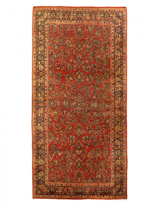 Antique Persian Sarouk Rug 10' X 21': Antique Persian Sarouk Rug 10' X 21' - Circa 1920, Sarouk, Hand-Knotted, Lamb's Wool, 300 -D12585- 862.This item is part of our fine auction collection which includes many fine home accessories includ