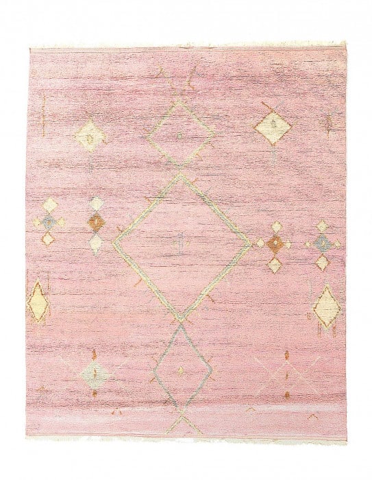 Pink Color Fine Hand knotted Moroccon Rug 8'2'' X 9'9'': Pink Color Fine Hand knotted Moroccon Rug 8'2'' X 9'9'' - New, Moroccan, Hand-Knotted, Lamb's Wool, 300 -D14386- 862.This item is part of our fine auction collection which includes many fine home acce