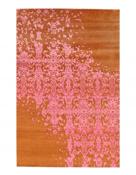 Rust Color Modern Hand Knotted Rug 6' X 9': Rust Color Modern Hand Knotted Rug 6' X 9' - New, Modern, Hand-Knotted, Wool & Silk, 300 -D10989- 862.This item is part of our fine auction collection which includes many fine home accessories includi