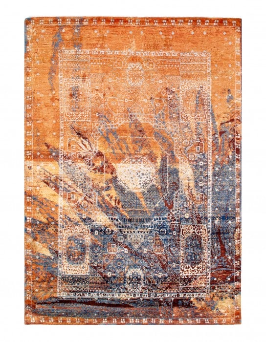 Multi Color Fine Hand Knotted Modern rug 6' X 9': Multi Color Fine Hand Knotted Modern rug 6' X 9' - New, Modern, Hand-Knotted, Wool & Silk, 300 -D11027- 862.This item is part of our fine auction collection which includes many fine home accessories i