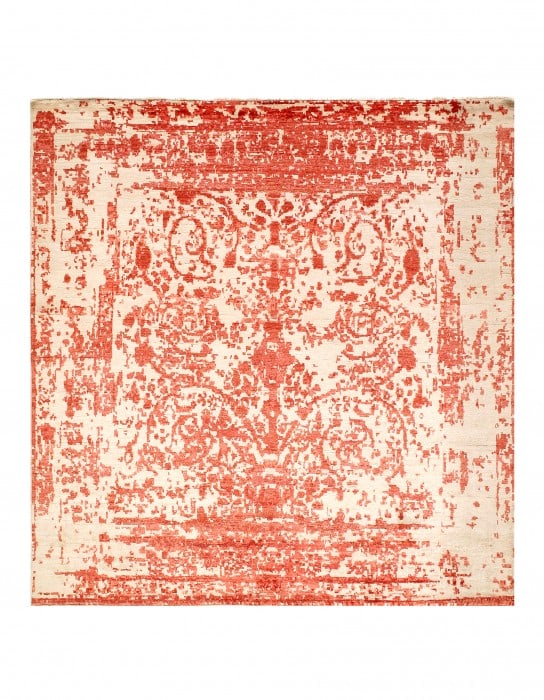 Rust Fine Hand Knotted Modern Square Rug6'10''X 6'10'': Rust Fine Hand Knotted Modern Square Rug6'10''X 6'10'' - New, Modern, Hand-Knotted, Wool & Silk, 300 -D11033- 862.This item is part of our fine auction collection which includes many fine home accesso