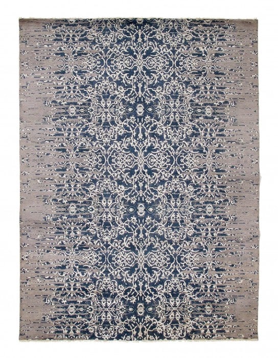 Gray Erased Modern Rug 9' X 12': Gray Erased Modern Rug 9' X 12' - New, Modern, Hand-Knotted, Wool & Silk, 300 -D09479- 862.This item is part of our fine auction collection which includes many fine home accessories including antique