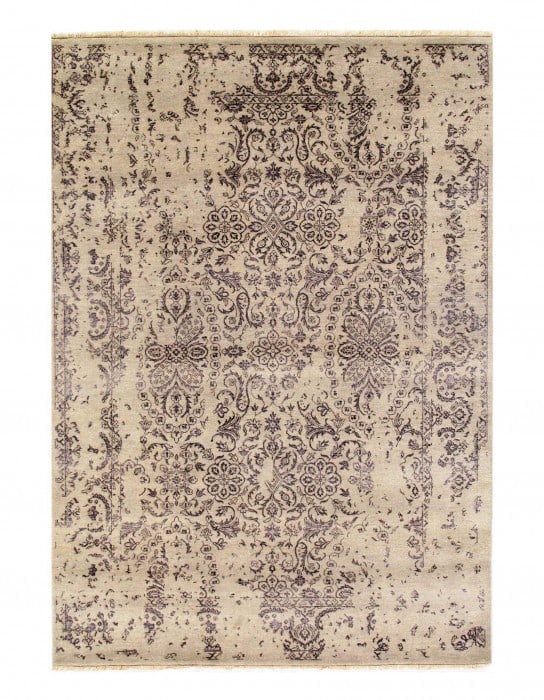 Ivory Erased Modern Rug 6' X 9': Ivory Erased Modern Rug 6' X 9' - New, Modern, Hand-Knotted, Wool & Silk, 300 -D09472- 862.This item is part of our fine auction collection which includes many fine home accessories including antique