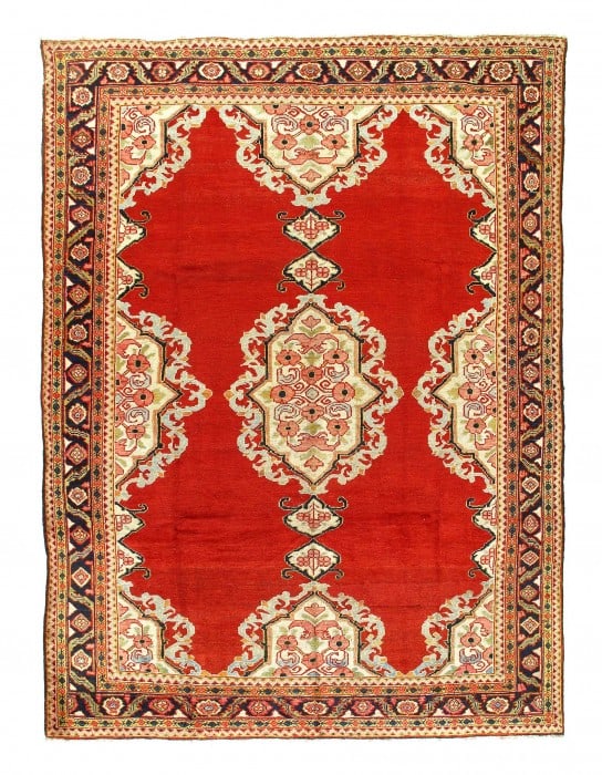 Red Persian Hand Knotted Antique Mahal 8'9'' X 11'8'': Red Persian Hand Knotted Antique Mahal 8'9'' X 11'8'' - Circa 1940, Mahal, Hand-Knotted, Lamb's Wool, 300 -53478- 862.This item is part of our fine auction collection which includes many fine home acc