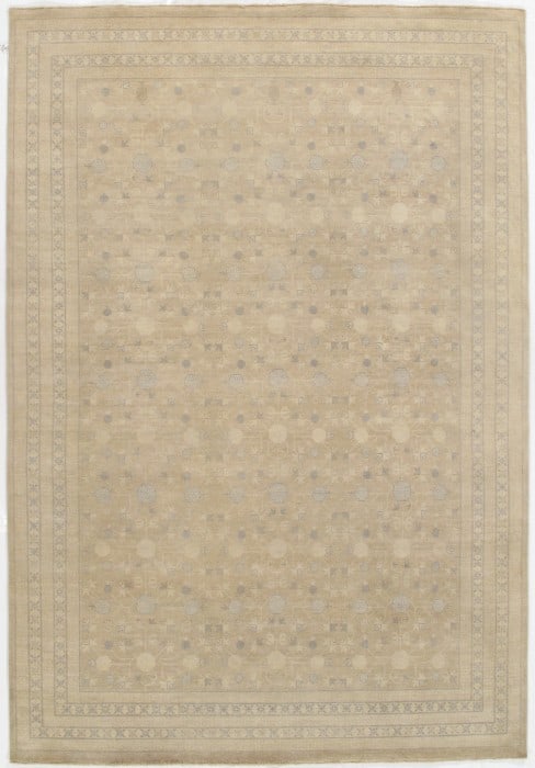Light Brown Khotan 10' X 14': Light Brown Khotan 10' X 14' - New, Khotan, Hand-Knotted, Lamb's Wool, 300 -D09183- 862.This item is part of our fine auction collection which includes many fine home accessories including antique rug