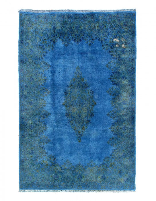 Blue Overdyed Vintage Persian Kerman rug 5'9'' X 8'11'': Blue Overdyed Vintage Persian Kerman rug 5'9'' X 8'11'' - 1980, kerman, Hand-Knotted, Lamb's Wool, 300 -D10564- 862.This item is part of our fine auction collection which includes many fine home acces
