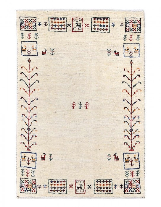 Ivory Hand Knotted Persian gabbeh Rug 2'X 3'1": Ivory Hand Knotted Persian gabbeh Rug 2'X 3'1" - NEW, Gabbeh, Hand-Knotted, Lamb's Wool, 300 -D13740- 862.This item is part of our fine auction collection which includes many fine home accessories inc
