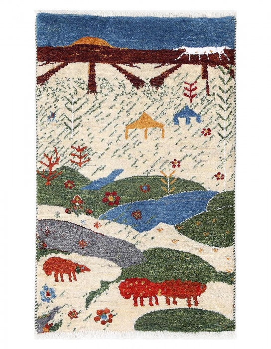 Ivory Hand Knotted Persian gabbeh Rug 2'X 3'1": Ivory Hand Knotted Persian gabbeh Rug 2'X 3'1" - NEW, Gabbeh, Hand-Knotted, Lamb's Wool, 300 -D13743- 862.This item is part of our fine auction collection which includes many fine home accessories inc