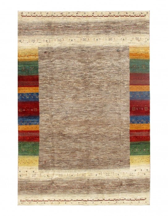 Multi Color Persian Gabbeh 7'2" x 11': Multi Color Persian Gabbeh 7'2" x 11' - New, Gabbeh, Hand-Knotted, Lamb's Wool, 300 -D09238- 862.This item is part of our fine auction collection which includes many fine home accessories including an