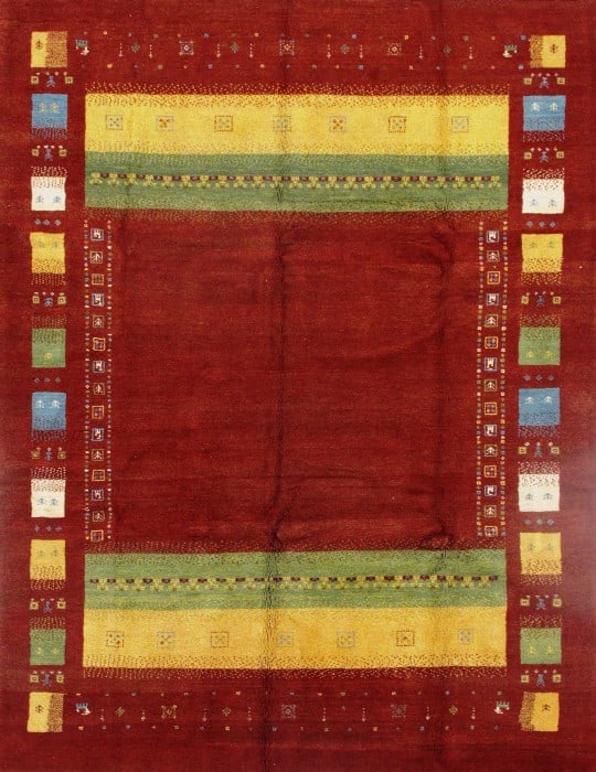 Red Persian Gabbeh 7'6" x 9'3": Red Persian Gabbeh 7'6" x 9'3" - New, Gabbeh, Hand-Knotted, Lamb's Wool, 300 -D09267- 862.This item is part of our fine auction collection which includes many fine home accessories including antique r