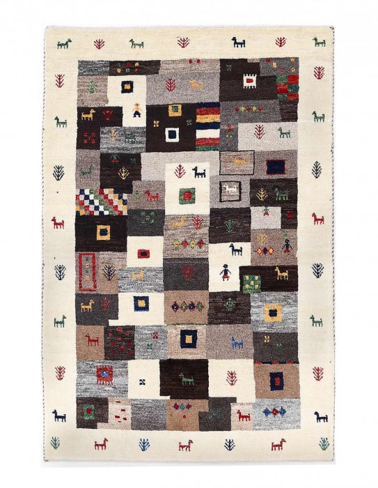 Beige Color Fine Hand knotted Persian Gabbeh 2'9"X 4'1": Beige Color Fine Hand knotted Persian Gabbeh 2'9"X 4'1" - NEW, Gabbeh, Hand-Knotted, Lamb's Wool, 300 -D13584- 862.This item is part of our fine auction collection which includes many fine home access