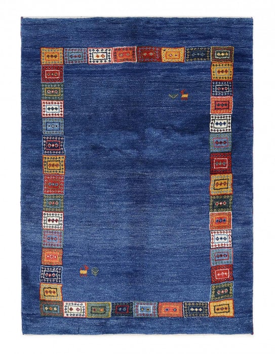 Blue Color Fine Hand knotted Persian Gabbeh rug 3'7'' X 5'1'': Blue Color Fine Hand knotted Persian Gabbeh rug 3'7'' X 5'1'' - New, Gabbeh, Hand-Knotted, Lamb's Wool, 300 -D13924- 862.This item is part of our fine auction collection which includes many fine home