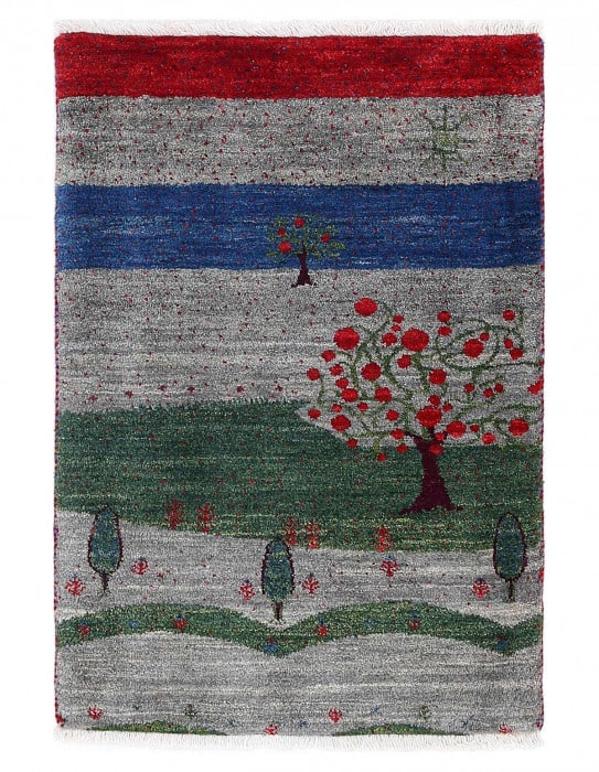 Multi color fine hand knotted Persian Gabbeh 2' X 3'1'': Multi color fine hand knotted Persian Gabbeh 2' X 3'1'' - New, Gabbeh, Hand-Knotted, Lamb's Wool, 300 -D13925- 862.This item is part of our fine auction collection which includes many fine home access