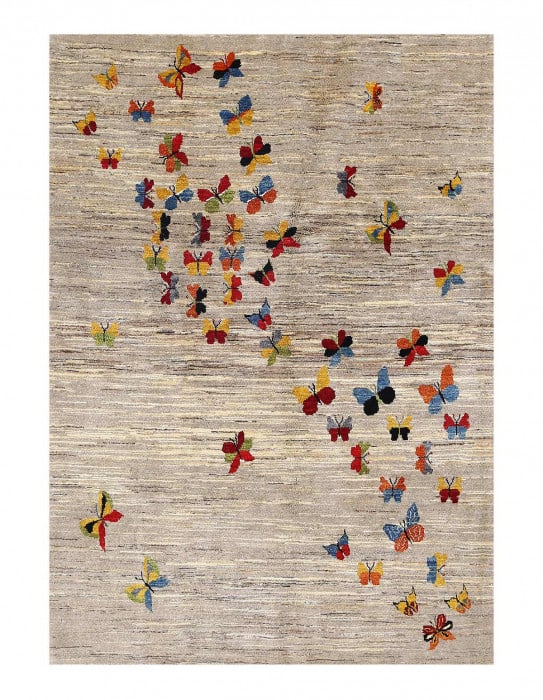 Fine Hand Knotted Persian silk & wool gabbeh 5'5" x 7'10": Fine Hand Knotted Persian silk & wool gabbeh 5'5" x 7'10" - New, Gabbeh, Hand-Knotted, Lamb's Wool, 300 -D13961- 862.This item is part of our fine auction collection which includes many fine home acce