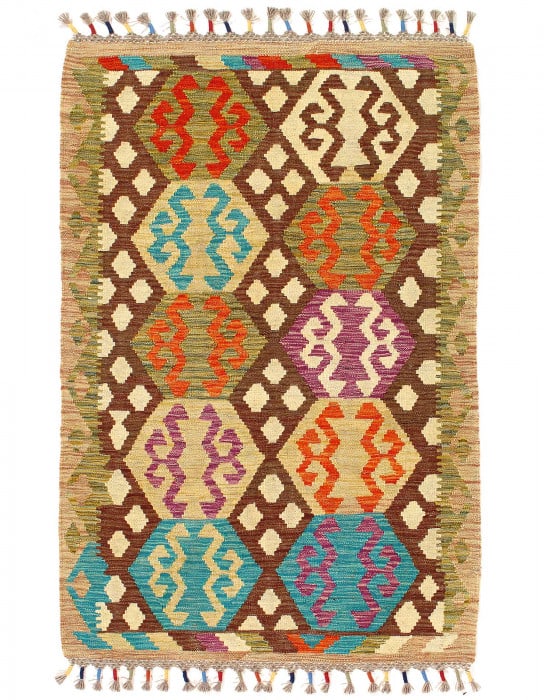 Reversible Kilim Flat Weave Wool On Wool Rug 3'3"X 5': Reversible Kilim Flat Weave Wool On Wool Rug 3'3"X 5' - NEW, Flat Weave, Hand-Woven, Lamb's Wool, 300 -D09930- 862.This item is part of our fine auction collection which includes many fine home access