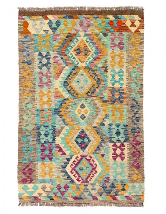 Reversible Kilim Flat Weave Wool On Wool Rug 3'3"X 5': Reversible Kilim Flat Weave Wool On Wool Rug 3'3"X 5' - NEW, Flat Weave, Hand-Woven, Lamb's Wool, 300 -D09909- 862.This item is part of our fine auction collection which includes many fine home access