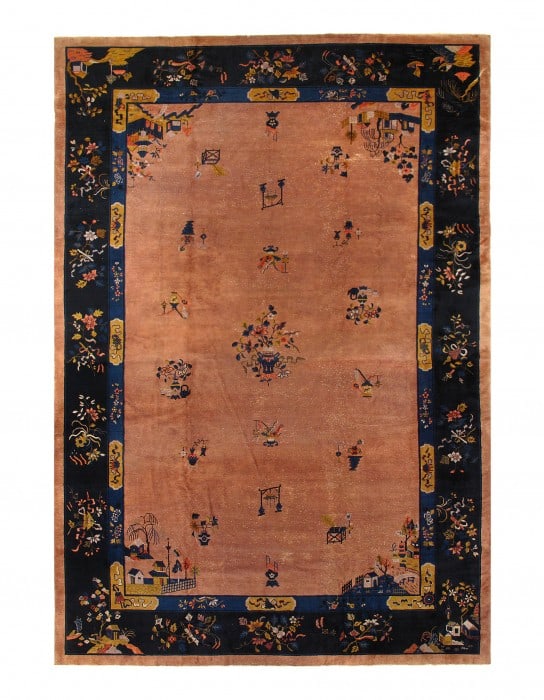 L Brown Fine Antique Art Deco Rug 11'11'' X 17'6'': L Brown Fine Antique Art Deco Rug 11'11'' X 17'6'' - circa 1920s, Art Deco, Hand-Knotted, Lamb's Wool, 300 -D10887- 862.This item is part of our fine auction collection which includes many fine home a