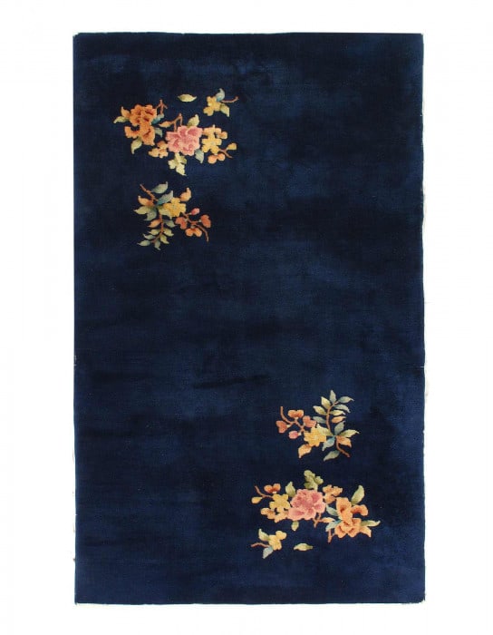 Navy Blue Antique Chinese Art Deco Rug 4'X 7'6": Navy Blue Antique Chinese Art Deco Rug 4'X 7'6" - CIRCA 190, Art Deco, Hand-Knotted, Lamb's Wool, 300 -D14970- 862.This item is part of our fine auction collection which includes many fine home access