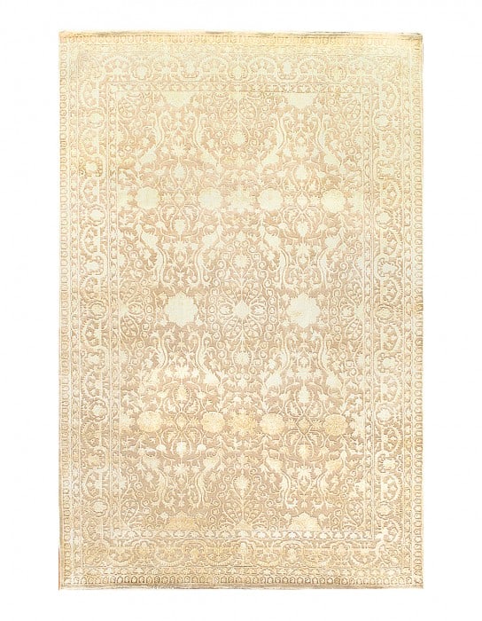 BEIGE TABRIZ silk & wool 6.5 X 9.5: BEIGE TABRIZ silk & wool 6.5 X 9.5 - New, All Over, Hand-Knotted, Wool & Silk, 300 -D04360- 862.This item is part of our fine auction collection which includes many fine home accessories including ant