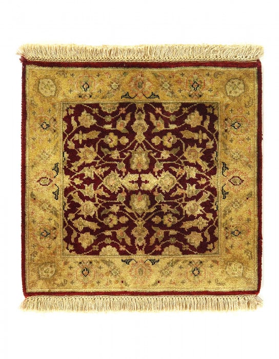 Red Fine Hand Knotted Augra 1'7"X 1'8": Red Fine Hand Knotted Augra 1'7"X 1'8" - NEW, Agra, Hand-Knotted, Lamb's Wool, 300 -D07454- 862.This item is part of our fine auction collection which includes many fine home accessories including ant