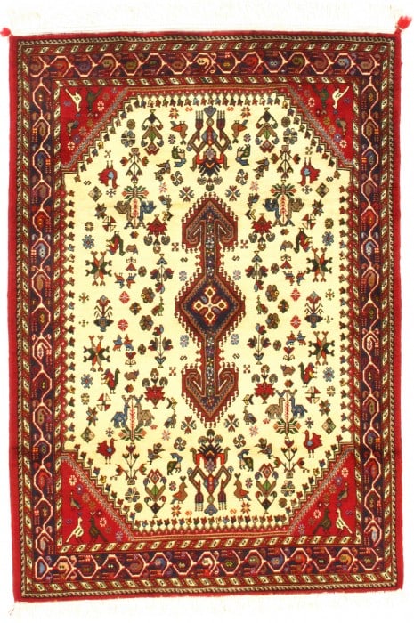 Ivory Persian Afshar rug 3' x 5': Ivory Persian Afshar rug 3' x 5' - New, Afshar, Hand-Knotted, Lamb's Wool, 300 -D08656- 862.This item is part of our fine auction collection which includes many fine home accessories including antique