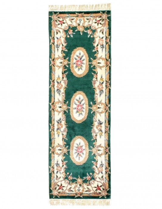 Fine Hand Knotted Pure silk Abusson runner 2'6'' X 8': Fine Hand Knotted Pure silk Abusson runner 2'6'' X 8' - New, Abussan, Hand-Knotted, V. Silk, 300 -16819- 862.This item is part of our fine auction collection which includes many fine home accessories