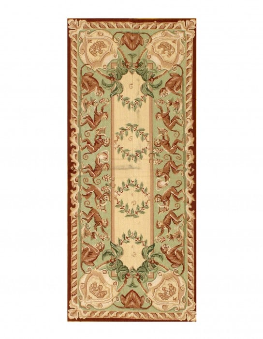 Beige Needlepoint Rug 2'.5'' X 5'.8'': Beige Needlepoint Rug 2'.5'' X 5'.8'' - circa 1960, Abussan, Hand-Knotted, Lamb's Wool, 300 -D07795- 862.This item is part of our fine auction collection which includes many fine home accessories incl
