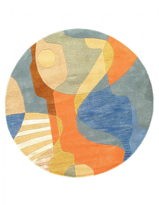 Fine Hand Tufted Abstract Round rug 5': Fine Hand Tufted Abstract Round rug 5' - New, Abstract, Hand-Tufted, Lamb's Wool, 300 -D12641 , D12619- 862.This item is part of our fine auction collection which includes many fine home accessories i