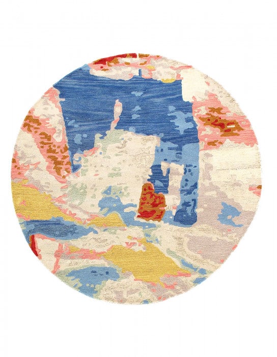 Fine Hand Tufted Abstract Round rug 6': Fine Hand Tufted Abstract Round rug 6' - New, Abstract, Braided, Lamb's Wool, 300 -D12630 , D12656- 862.This item is part of our fine auction collection which includes many fine home accessories inclu
