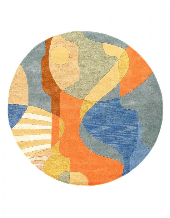 Fine Hand Tufted Abstract round rug 6': Fine Hand Tufted Abstract round rug 6' - New, Abstract, Hand-Tufted, Lamb's Wool, 300 -D12620 , D12642- 862.This item is part of our fine auction collection which includes many fine home accessories i