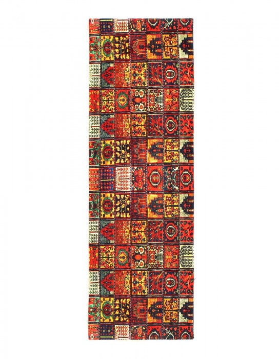 Vintage Bakhtiari design Velvet table cloth 1'3'' X 3'11'': Vintage Bakhtiari design Velvet table cloth 1'3'' X 3'11'' - n/a, Bakhtiari, Hand-Knotted, Velvet Silk, 300 -D14501- 862.This item is part of our fine auction collection which includes many fine home