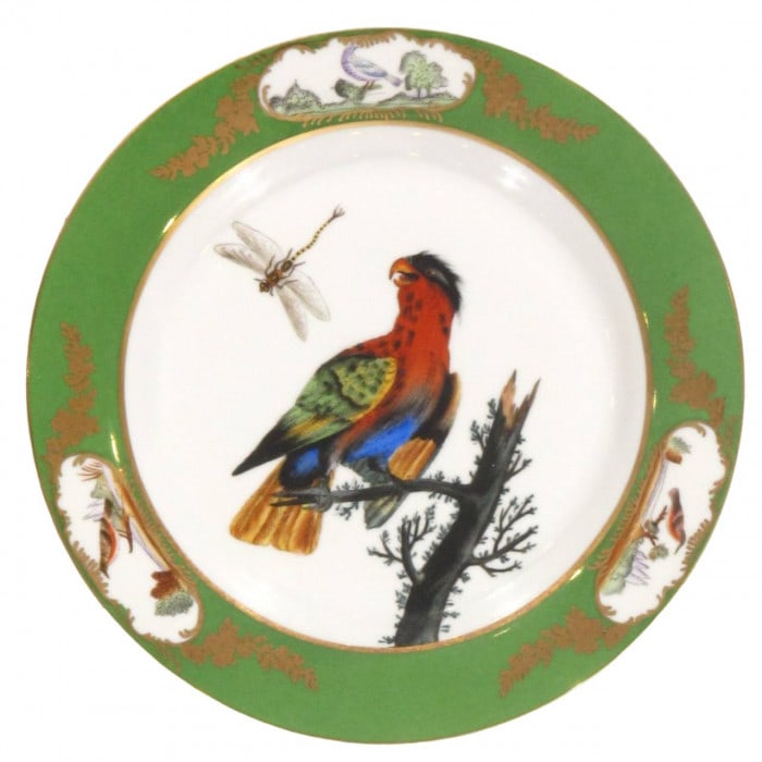 Green Gold Trim Bird & Botanical Decorative Plate 10.5": Green Gold Trim Bird & Botanical Decorative Plate 10.5" - N/A, English, N/A, Ceramic, 300 -PL 42- 862.This item is part of our fine auction collection which includes many fine home accessories includi