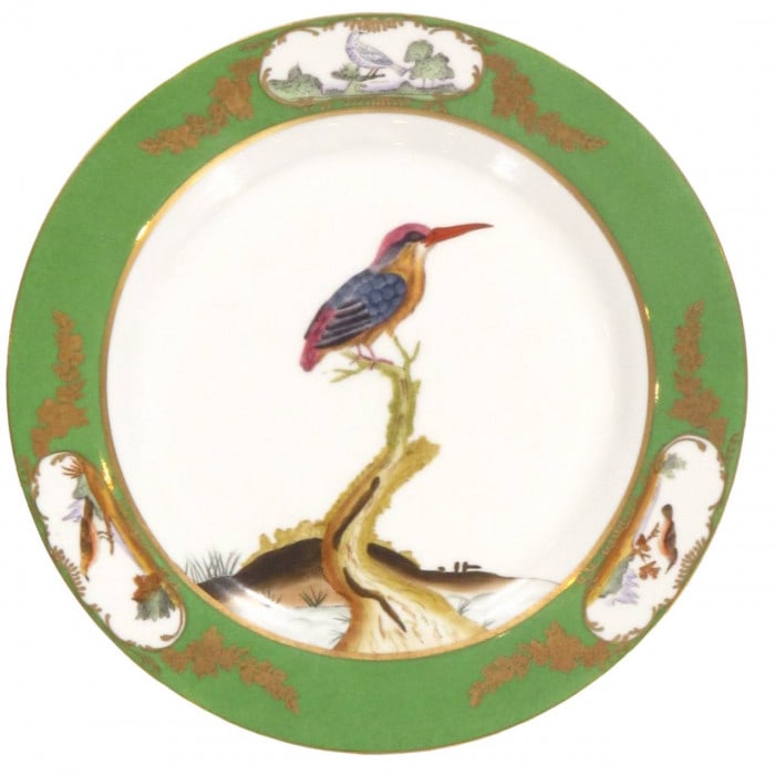 Green Gold Trim Bird & Botanical Decorative Plate 10.5": Green Gold Trim Bird & Botanical Decorative Plate 10.5" - N/A, English, N/A, Ceramic, 300 -PL 46- 862.This item is part of our fine auction collection which includes many fine home accessories includi