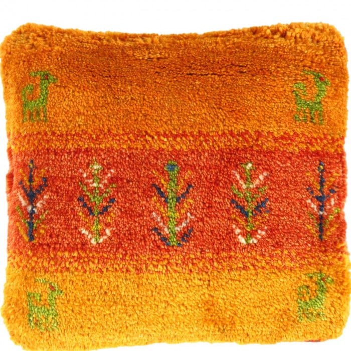 Fine Hand knotted Gabbeh pillow 16"X 16": Fine Hand knotted Gabbeh pillow 16"X 16" - N/A, Gabbeh, Hand-Woven, Lamb's Wool, 300 -PG 385- 862.This item is part of our fine auction collection which includes many fine home accessories including a