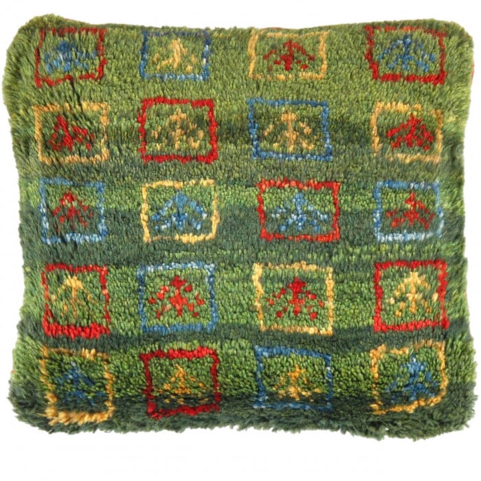 Fine Hand knotted Gabbeh pillow 16"X 16": Fine Hand knotted Gabbeh pillow 16"X 16" - N/A, Gabbeh, Hand-Woven, Lamb's Wool, 300 -PG 355- 862.This item is part of our fine auction collection which includes many fine home accessories including a