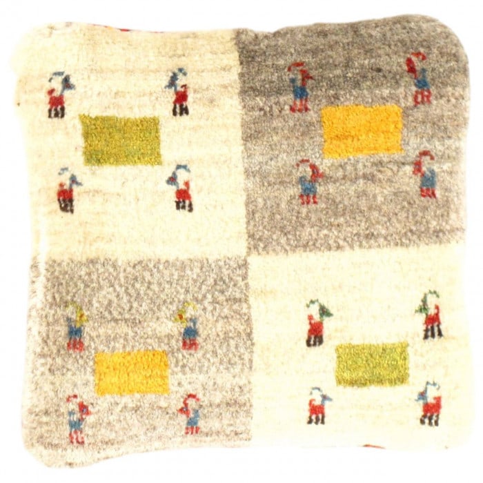 Fine Hand knotted Persian Gabbeh pillow 15'' X 16'': Fine Hand knotted Persian Gabbeh pillow 15'' X 16'' - New, Gabbeh, Handmade , Lamb's Wool, 300 -PG 146- 862.This item is part of our fine auction collection which includes many fine home accessories i