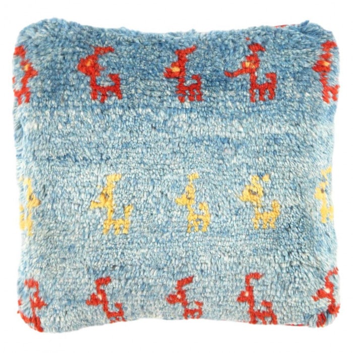 Fine Hand knotted persian Gabbeh pillow 14'' X 15'': Fine Hand knotted persian Gabbeh pillow 14'' X 15'' - New, Gabbeh, Handmade , Lamb's Wool, 300 -PG 125- 862.This item is part of our fine auction collection which includes many fine home accessories i