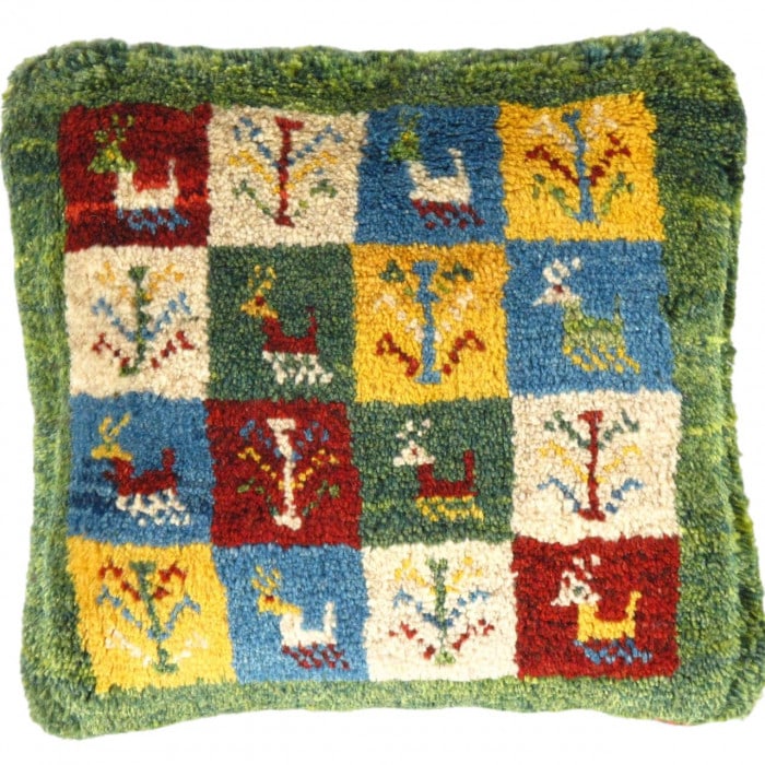 Fine Hand knotted Gabbeh pillow 16"X 16": Fine Hand knotted Gabbeh pillow 16"X 16" - N/A, Gabbeh, Hand-Woven, Lamb's Wool, 300 -PG 329- 862.This item is part of our fine auction collection which includes many fine home accessories including a