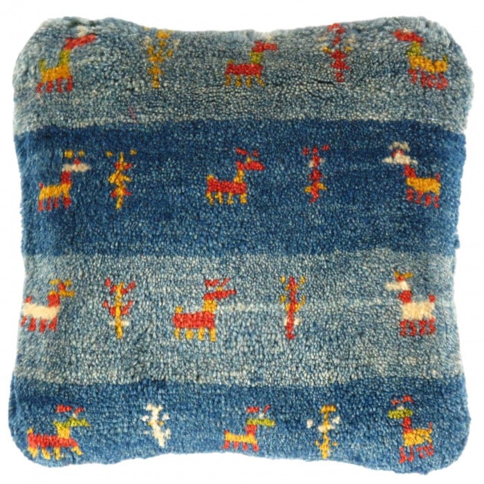 Fine Hand knotted Gabbeh pillow 14"X 14": Fine Hand knotted Gabbeh pillow 14"X 14" - N/A, Gabbeh, Hand-Woven, Lamb's Wool, 300 -PG 319- 862.This item is part of our fine auction collection which includes many fine home accessories including a