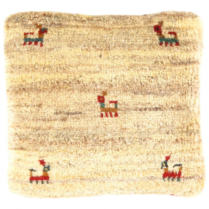 Fine Hand knotted Gabbeh pillow 16"X 17": Fine Hand knotted Gabbeh pillow 16"X 17" - N/A, Gabbeh, Hand-Woven, Lamb's Wool, 300 -PG 416- 862.This item is part of our fine auction collection which includes many fine home accessories including a