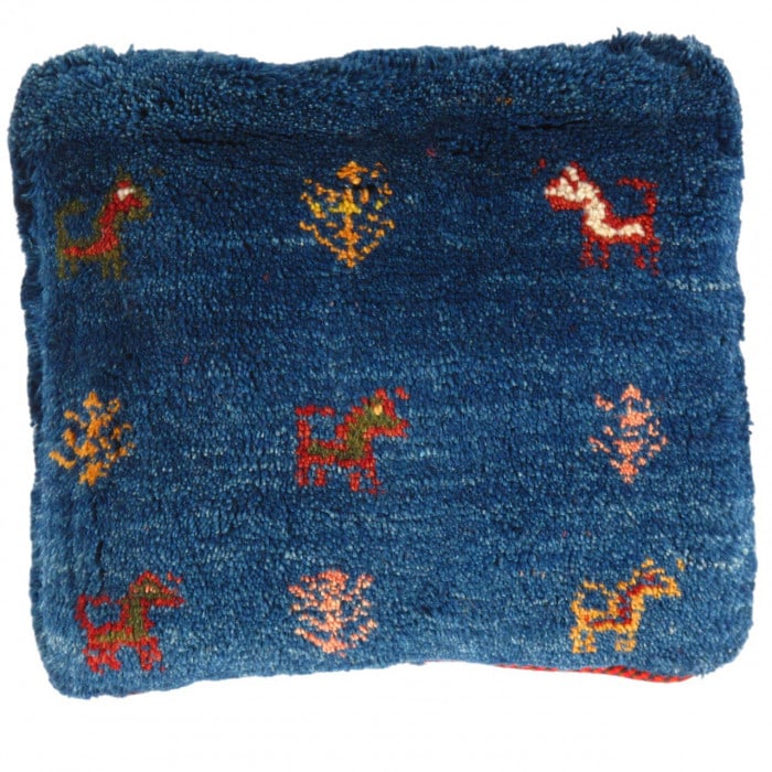 Fine Hand knotted Gabbeh pillow 15"X 16": Fine Hand knotted Gabbeh pillow 15"X 16" - N/A, Gabbeh, Hand-Woven, Lamb's Wool, 300 -PG 318- 862.This item is part of our fine auction collection which includes many fine home accessories including a