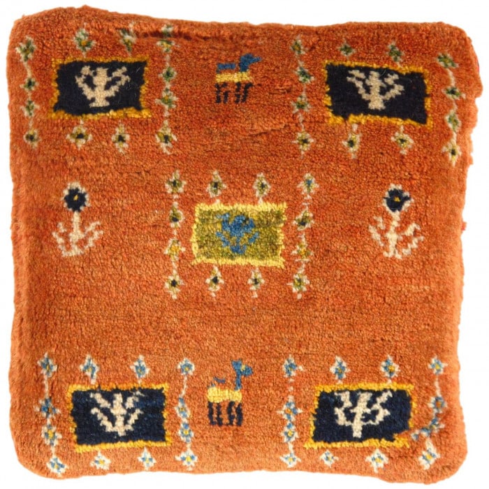 Fine Hand knotted Gabbeh pillow 16"X 16": Fine Hand knotted Gabbeh pillow 16"X 16" - N/A, Gabbeh, Hand-Woven, Lamb's Wool, 300 -PG 327- 862.This item is part of our fine auction collection which includes many fine home accessories including a