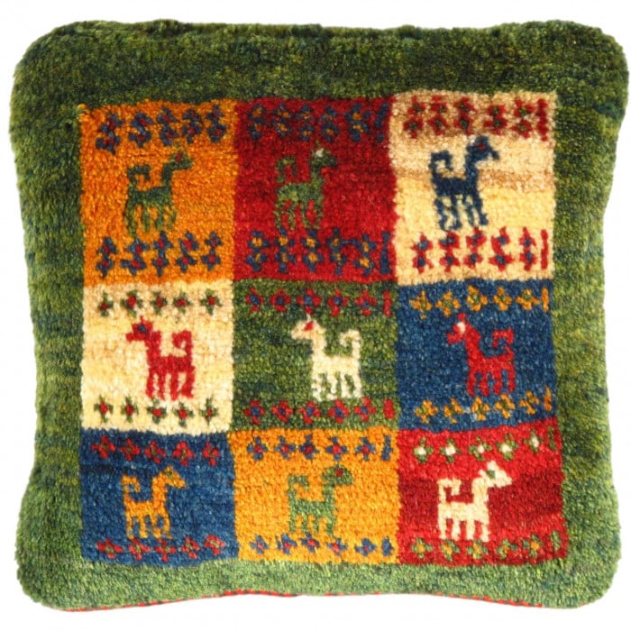 Fine Hand knotted Gabbeh pillow 16"X 16": Fine Hand knotted Gabbeh pillow 16"X 16" - N/A, Gabbeh, Hand-Woven, Lamb's Wool, 300 -PG 366- 862.This item is part of our fine auction collection which includes many fine home accessories including a
