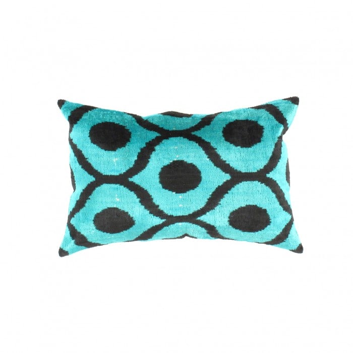 Blue Dot Velvet Pillow 16" x 24": Blue Dot Velvet Pillow 16" x 24" - New, Ikat, Handmade , Velvet Silk, 300 -TI 189 b- 862.This item is part of our fine auction collection which includes many fine home accessories including antique ru