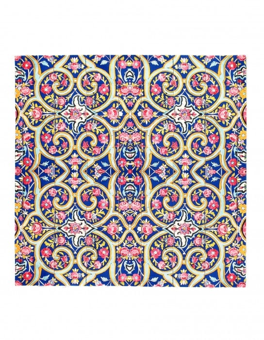 Vintage tile design Velvet table cloth 3' X 3': Vintage tile design Velvet table cloth 3' X 3' - , Isfahan, N/A, Velvet Silk, 300 -D11691- 862.This item is part of our fine auction collection which includes many fine home accessories including anti