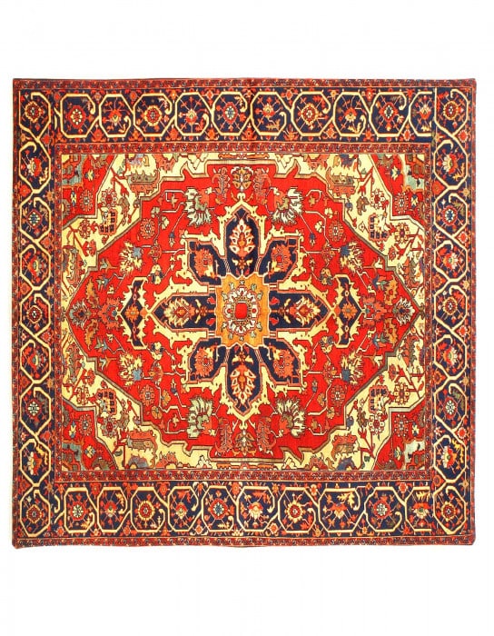 Vintage Serapi design Velvet table cloth 2'2'' X 2'2'': Vintage Serapi design Velvet table cloth 2'2'' X 2'2'' - n/a, Serapi, Hand-Knotted, Velvet Silk, 300 -D14503- 862.This item is part of our fine auction collection which includes many fine home accesso