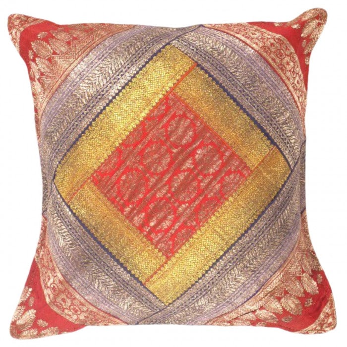 Vintage Sari silk Square Pillow Case 16 ": Vintage Sari silk Square Pillow Case 16 " - N/A, Traditional, Hand-Woven, sari Silk, 300 -PSS 145- 862.This item is part of our fine auction collection which includes many fine home accessories includ